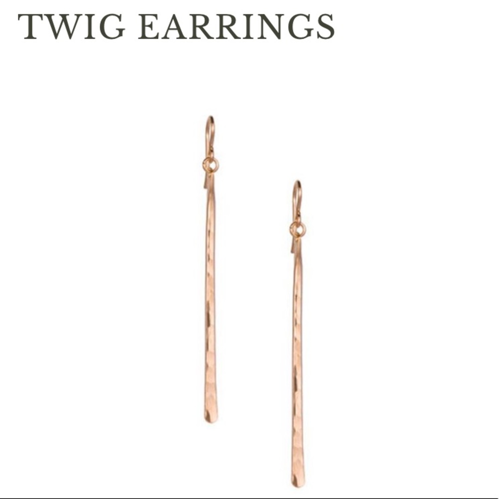 Nashelle Rose Gold Twig Drop Earrings